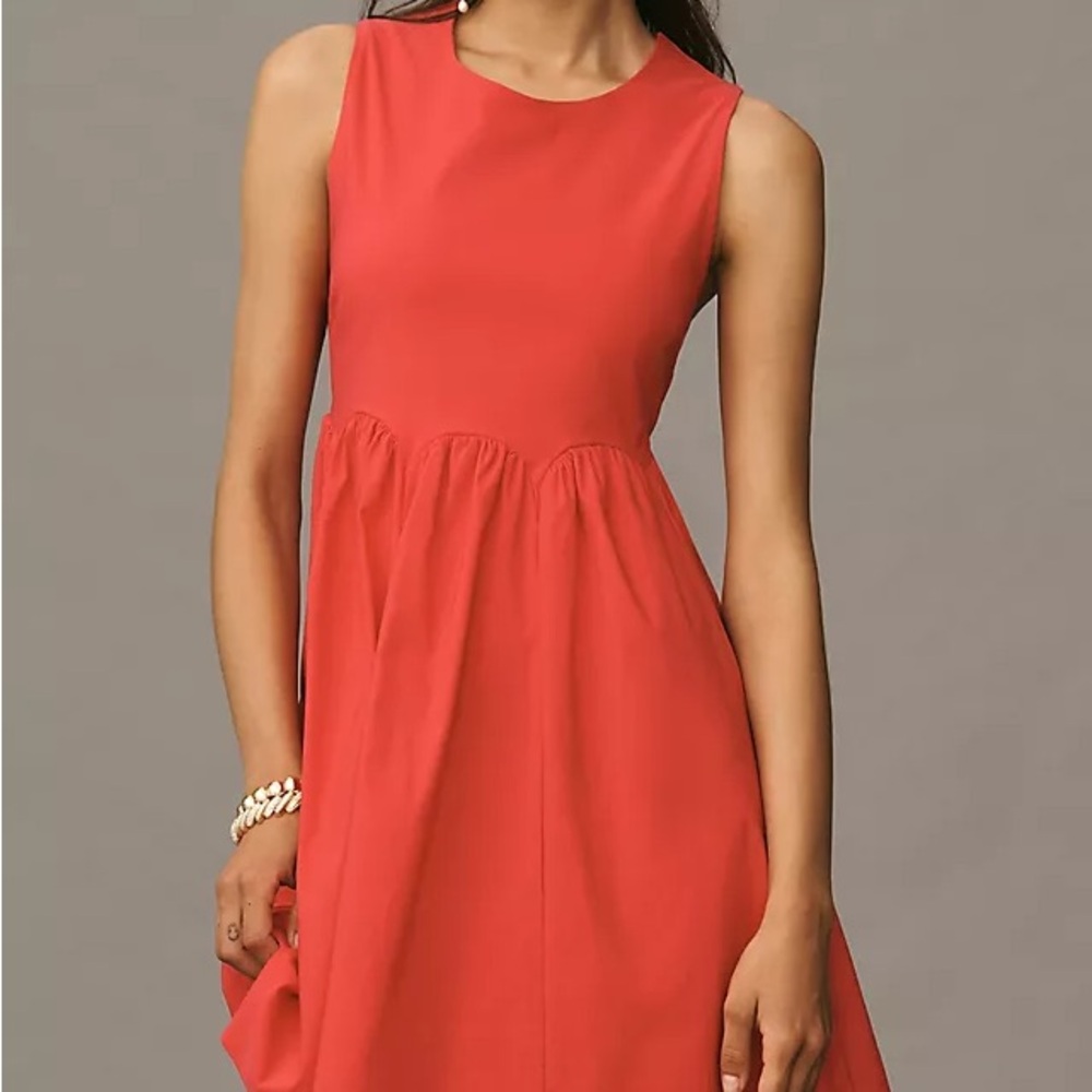 Anthropologie Maeve Back Bow Red Dress XL